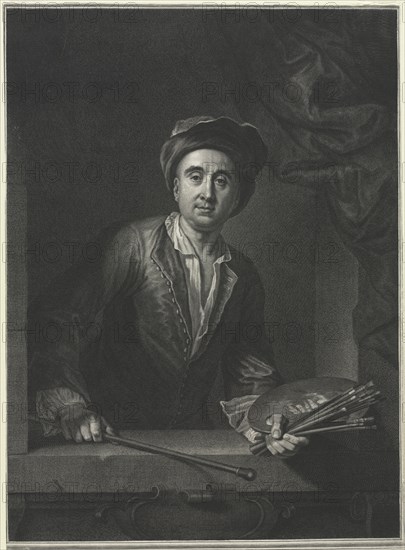 François de Troy, after a Self-Portrait. Pierre Drevet (French, 1663-1738). Engraving