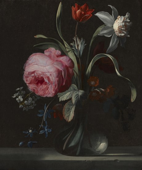 Flowers in a Vase, c. 1669. Simon Verelst (Dutch, 1644-1721). Oil on wood; framed: 41 x 37 x 5 cm (16 1/8 x 14 9/16 x 1 15/16 in.); unframed: 26.4 x 22.6 cm (10 3/8 x 8 7/8 in.).