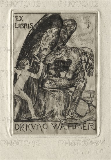 Ex Libris Dr. Kuno Waehmer, 1910. Max Klinger (German, 1857-1920). Etching