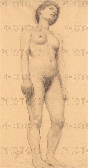 Standing Female Nude, probably 1878-79. Otto H. Bacher (American, 1856-1909). Charcoal; sheet: 61 x 40.7 cm (24 x 16 in.).