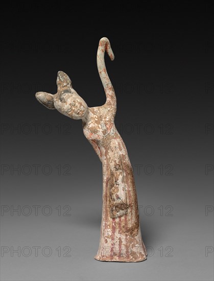 Female Dancer:  Tomb Figurine, 2nd half 7th Century. China, Tang dynasty (618-907). Earthenware with polychromy; overall: 33.2 cm (13 1/16 in.)