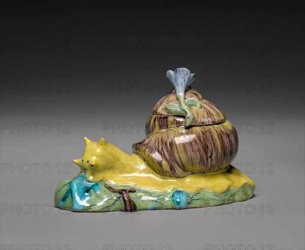 Covered Box in the Form of a Snail, c. 1750. Strasbourg Factory (French). Faience; overall: 7.7 x 12.4 x 7 cm (3 1/16 x 4 7/8 x 2 3/4 in.).