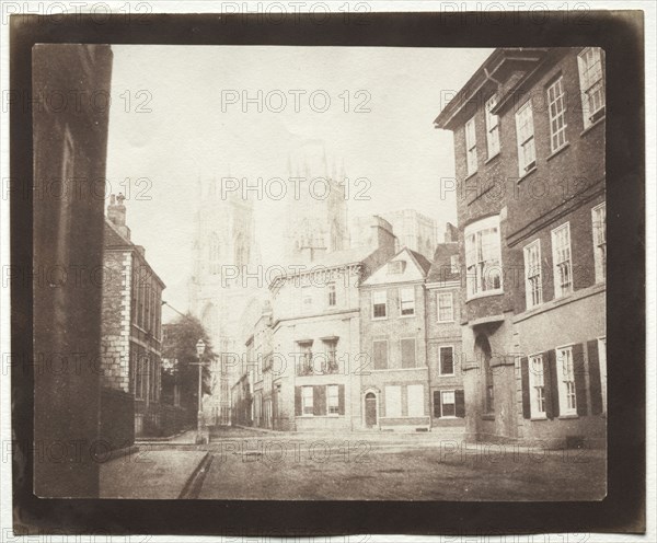 A Scene in York, 1845. William Henry Fox Talbot (British, 1800-1877). Salted paper print from calotype negative; image: 16.1 x 20.3 cm (6 5/16 x 8 in.); paper: 18.5 x 22.5 cm (7 5/16 x 8 7/8 in.); matted: 35.6 x 45.7 cm (14 x 18 in.)