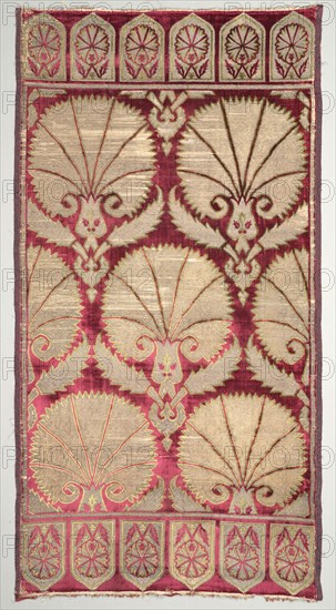 Brocaded velvet cushion cover with carnations, late 1500s. Turkey, Bursa. Velvet, brocaded: silk, gilt-and-silver-metal thread; overall: 128 x 67 cm (50 3/8 x 26 3/8 in.)