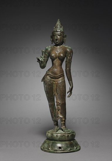 Goddess Holding a Lotus, c. 950. South India, Tamil Nadu, Chola period (900-13th Century). Bronze; overall: 64.1 cm (25 1/4 in.).