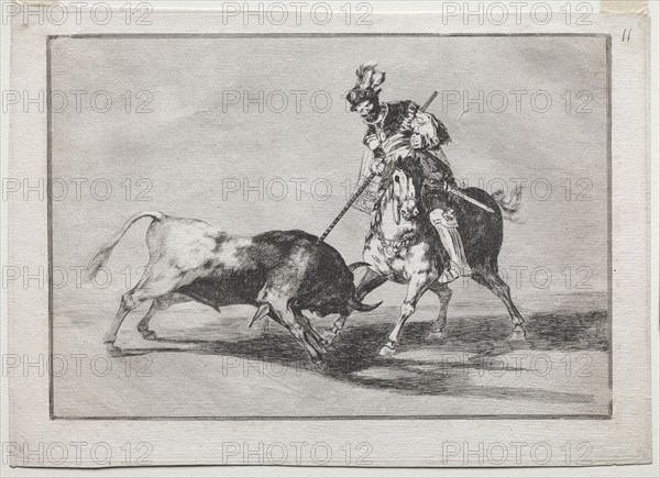 The Cid Campeador Spearing Another Bull, 1815-1816. Francisco de Goya (Spanish, 1746-1828). Etching, aquatint and engraving