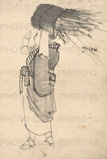 The Faggot Bearer, 1844-1895. Kono Bairei (Japanese, 1844-1895). Ink and color on paper; overall: 39.7 x 26.7 cm (15 5/8 x 10 1/2 in.).