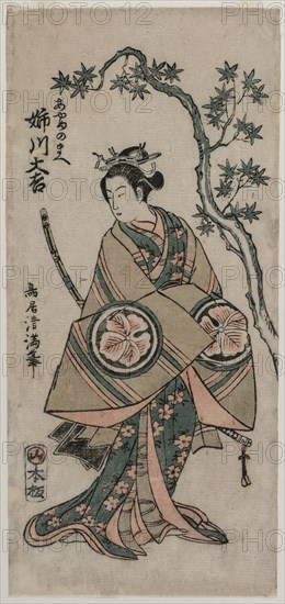 Anekawa Daisuke as Ayame-no-mae, 1760. Torii Kiyomitsu (Japanese, 1735-1785). Color woodblock print; sheet: 31.2 x 14.2 cm (12 5/16 x 5 9/16 in.).