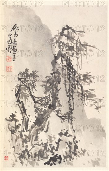 Landscape in the Manner of Ma Yuan, 1788. Min Zhen (Chinese, 1730-after 1788). Album leaf, ink on paper; sheet: 29 x 18.4 cm (11 7/16 x 7 1/4 in.).