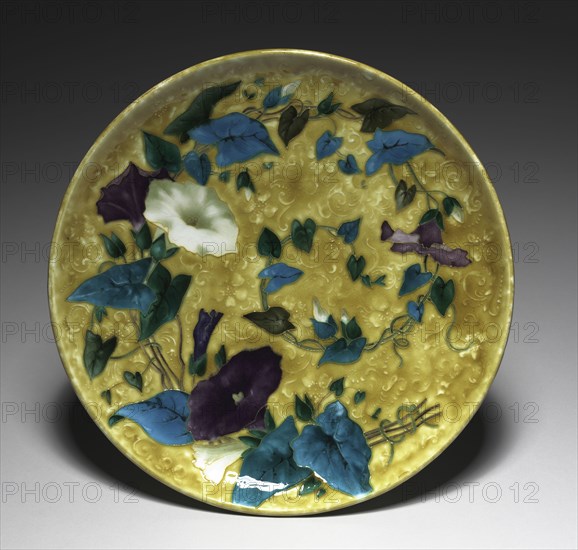 Plate, c. 1880-1890. Theodore Deck (French, 1823-1891). Earthenware; diameter: 30.2 cm (11 7/8 in.); overall: 4.2 cm (1 5/8 in.).