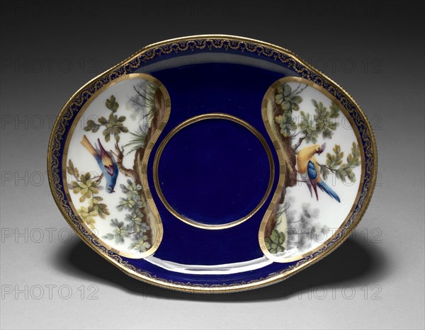 Broth Basin (Stand), 1772. Sèvres Porcelain Manufactory (French, est. 1740), François-Joseph Aloncle (French). Soft-paste porcelain with enamel an gilt decoration; overall: 11.2 x 20.2 cm (4 7/16 x 7 15/16 in.); part 2: 3.5 cm (1 3/8 in.).