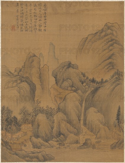 Landscape, 1775. Zhai Dakun (Chinese, d. 1804). Album leaf: ink and color on silk; overall: 41.2 x 31.5 cm (16 1/4 x 12 3/8 in.).