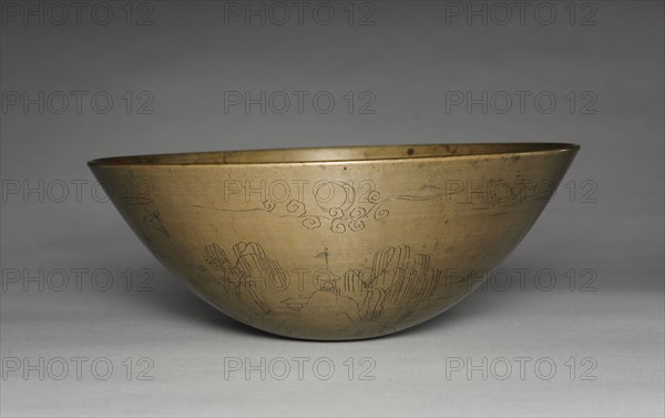 Alms Bowl with Celestial Design, 1900s. Korea, late Unified Silla period (668-935) or early Goryeo Period (918-1392). Bronze with incised decoration