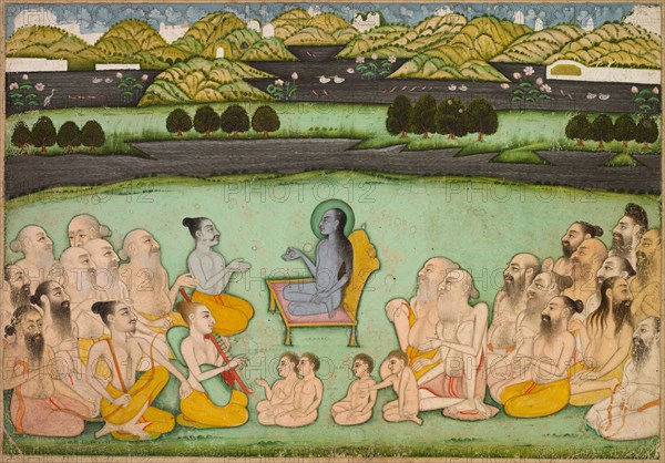 Hindu God Krishna Talking to Elders, c. 1800. India, Rajasthan, Kishangarh school, early 19th Century. Ink and color on paper; overall: 20.3 x 30.5 cm (8 x 12 in.).