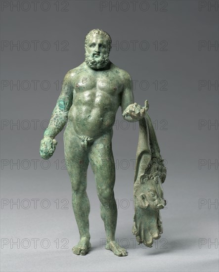 Hercules, c. 30 BC - 20. Italy, Rome, Early Imperial period. Bronze with silver and copper inlays; overall: 14.5 x 8 cm (5 11/16 x 3 1/8 in.)