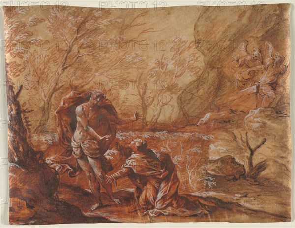 Noli Me Tangere, 1600s. Anonymous. Red chalk, brush and brown chalk wash, brush and brown ink, with brush and red chalk wash and red paint, heightened with white gouache; sheet: 25.4 x 33.2 cm (10 x 13 1/16 in.).