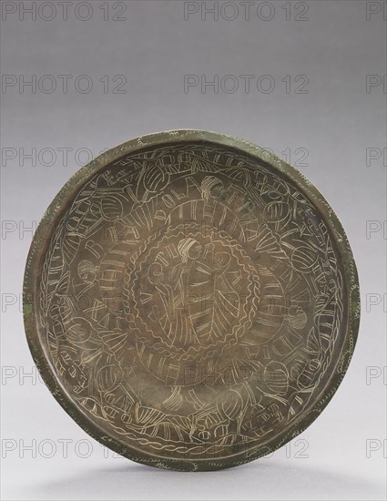 Bowl with Engraved Figures of Vices, 1150-1200. Germany, Gothic period, 12th century. Bronze: spun, hammered, chased, and punched; overall: 6.1 x 29 cm (2 3/8 x 11 7/16 in.).