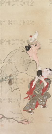 Genre Figures, c. 1816. Tatabe Socho (Japanese, 1760-1814). Hanging scroll; ink and color on paper; overall: 125.5 x 49.8 cm (49 7/16 x 19 5/8 in.).