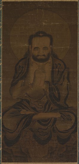 Sakyamuni Buddha, 1300s. China, Yuan dynasty (1271-1368). Hanging scroll; ink and color on silk; image: 96.8 x 45.7 cm (38 1/8 x 18 in.); overall: 203.2 x 69.2 cm (80 x 27 1/4 in.).