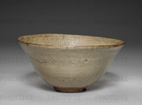 Bowl with Stamped Floral Decoration, 1400s. Korea, Joseon dynasty (1392-1910). Glazed ceramic; overall: 8.8 cm (3 7/16 in.).