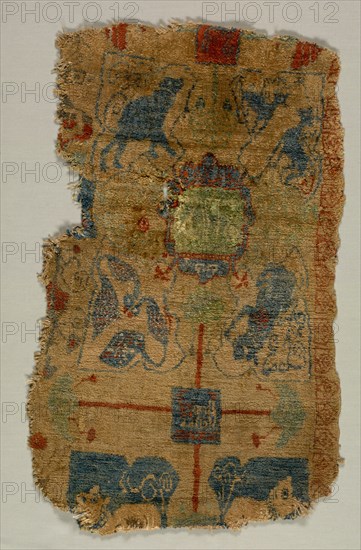 Carpet Fragment, c. 1400s. Iran, Rayy, c. 15th century (?). Knotted pile, silk; overall: 61 x 37.5 cm (24 x 14 3/4 in.).