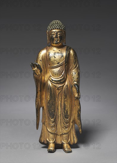 Statue of Amitabha, 800s. Korea, Unified Silla Kingdom (668-935). Gilt bronze; overall: 25.4 cm (10 in.); with tang: 26 cm (10 1/4 in.).