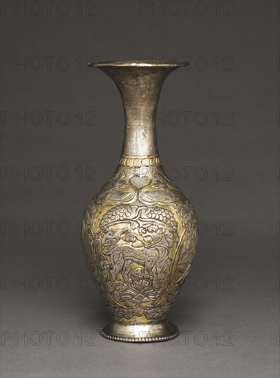 Vase, c. 700. Central Asia or Tibet, early 8th century. Silver with gilding; overall: 22.9 cm (9 in.).