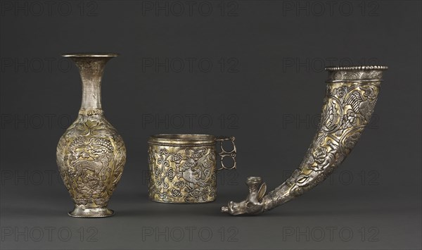 Silver Vessels, c. 700. Central Asia or Tibet, early 8th century. Silver with gilding; overall: 22.9 cm (9 in.).