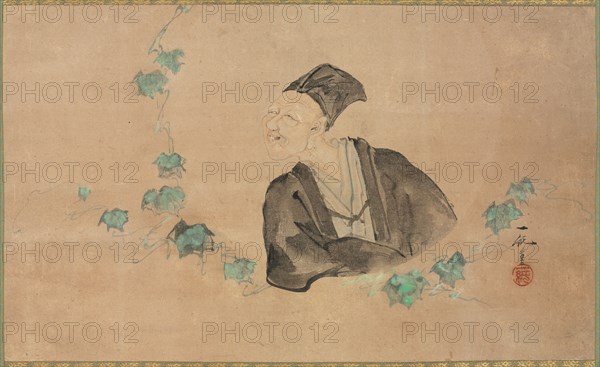 Portrait of Basho, 1700s. Ichijun (Japanese, active 1700s). Hanging scroll; ink and color on paper; painting only: 28.2 x 47 cm (11 1/8 x 18 1/2 in.); including mounting: 112.5 x 64.2 cm (44 5/16 x 25 1/4 in.).