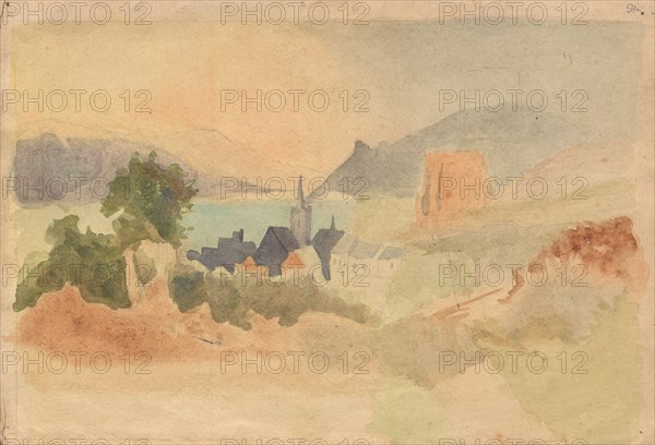 Album with Views of Rome and Surroundings, Landscape Studies, page 54a: Roman Landscape. Franz Johann Heinrich Nadorp (German, 1794-1876). Watercolor with graphite