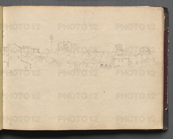 Album with Views of Rome and Surroundings, Landscape Studies, page 16a: Roman View. Franz Johann Heinrich Nadorp (German, 1794-1876). Graphite;