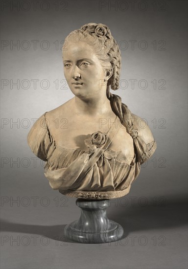 Portrait of a Woman, 1759. Jean Baptiste Defernex (French, c. 1729-1783). Terracotta; overall: 39.3 x 24.6 x 14.7 cm (15 1/2 x 9 11/16 x 5 13/16 in.); without base: 31.5 cm (12 3/8 in.).