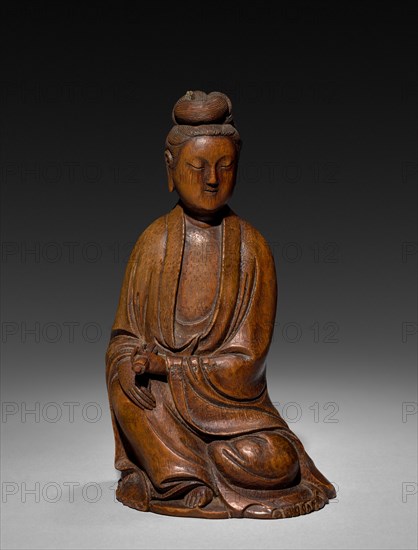 Seated Guanyin, 17th-18th Century. China, Qing dynasty (1644-1911). Bamboo; overall: 15.7 x 9 cm (6 3/16 x 3 9/16 in.).