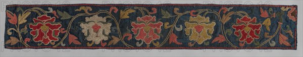 Embroidered Border, 1300s. China, 14th century. Needle-looped embroidery, silk, gold thread, silver paper; overall: 14.6 x 88.3 cm (5 3/4 x 34 3/4 in.).