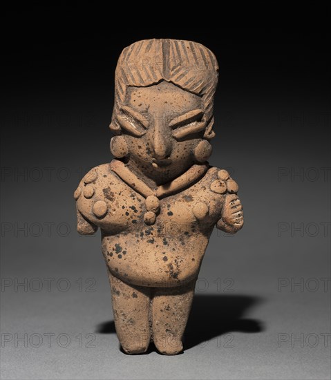 Female Figurine, 400-100 BC. Mexico, Guanajuato, Chupícuaro. Pottery with traces of white and red pigment; overall: 9 x 4.8 x 1.9 cm (3 9/16 x 1 7/8 x 3/4 in.).