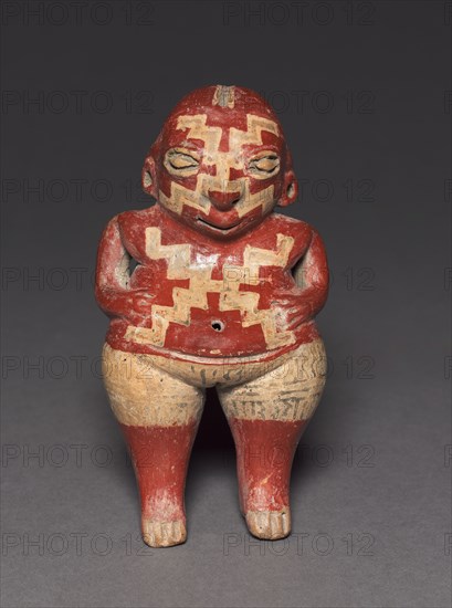 Pregnant Woman, c. 400-100 BC. Mexico, Guanajuato, Chupicuaro. Earthenware with colored slips; overall: 15.6 x 8 x 5.7 cm (6 1/8 x 3 1/8 x 2 1/4 in.).