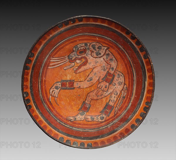 Plate, c. 800. Mexico, Campeche, Maya. Earthenware with colored slips; overall: 6.5 x 41.5 cm (2 9/16 x 16 5/16 in.).