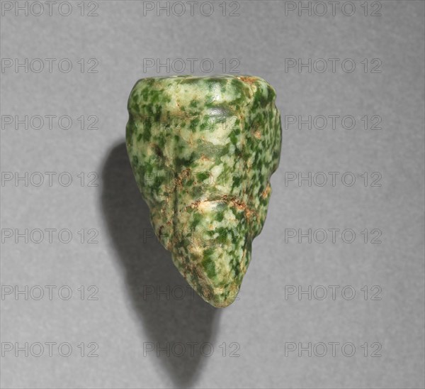 Head Pendant, 100 BC - 300. Mexico, Guerrero, Mezcala. Polished green stone; overall: 2.8 x 1.9 cm (1 1/8 x 3/4 in.).