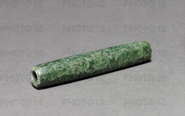 Tubular Bead, before 1519. Mesoamerica, Pre-Columbian. Polished green jade; diameter: 1.4 cm (9/16 in.); overall: 7.3 cm (2 7/8 in.).