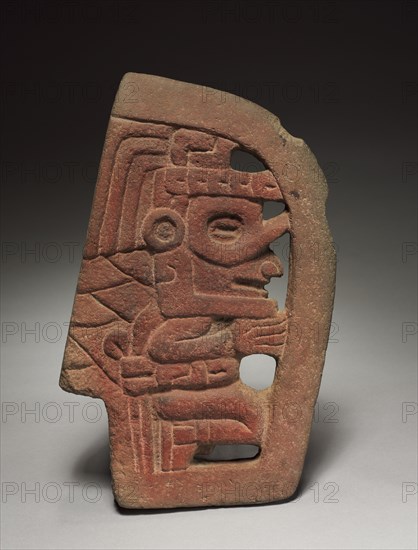 Hacha with Openwork, 600-1000. Mexico, Veracruz, El Tajín. Gray volcanic stone with red pigment; overall: 37.5 x 24 x 22.5 cm (14 3/4 x 9 7/16 x 8 7/8 in.).