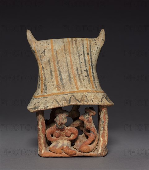 House Model, 100 BC - 300. Mexico, Nayarit. Pottery with colored slips; overall: 19 x 13 x 9.5 cm (7 1/2 x 5 1/8 x 3 3/4 in.).