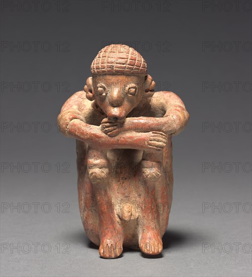 Emaciated Crouching Figure, c. 100 BC-AD 300. Mexico, Nayarit, San Sebastian Red Style. Earthenware with burnished red slip; overall: 14 x 8.9 x 8.9 cm (5 1/2 x 3 1/2 x 3 1/2 in.).