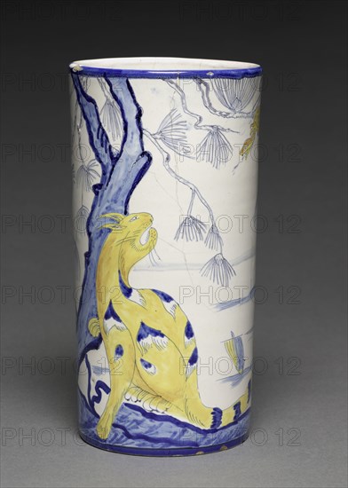 Vase, c. 1885. Emile Gallé (French, 1846-1904). Earthenware; diameter: 12.7 cm (5 in.); overall: 25.3 cm (9 15/16 in.).
