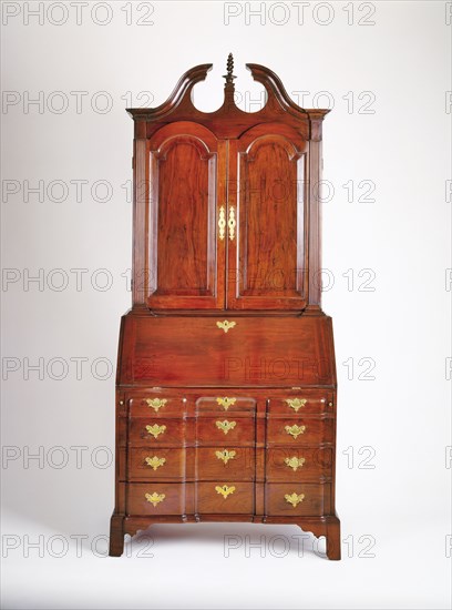 Desk and Bookcase , c. 1780. America, Massachusetts, Boston or vicinity, 18th century. Mahogany and pine, brass hardware, gilding; overall: 241.9 x 106 x 56.5 cm (95 1/4 x 41 3/4 x 22 1/4 in.).