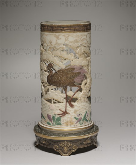 Vase, 1873. Worcester Porcelain Factory (British), probably by James Hadley (British). Ceramic; diameter: 13.5 cm (5 5/16 in.); overall: 25.6 cm (10 1/16 in.).