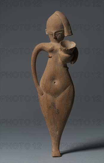 Statuette of a Serving Girl, c. 1323-1186 BC. Egypt, New Kingdom, late Dynasty 18 (1540-1296 BC) to Dynasty 19 (1295-1186 BC). Terracotta, originally painted; overall: 38.4 x 9.2 cm (15 1/8 x 3 5/8 in.).