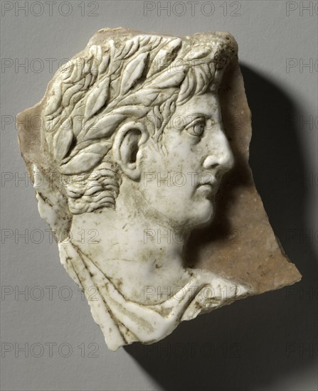 Cameo with Portrait of the Emperor Augustus (reigned 30 BC - AD 14), 14-37. Italy, Rome, Reign of Tiberius. Travertine; overall: 4.6 x 6.4 cm (1 13/16 x 2 1/2 in.).