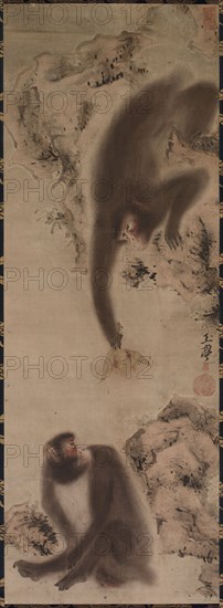 Monkeys, c. 1800. Gyokutei Katsu (Japanese). Hanging scroll; ink on paper; painting only: 120 x 40.3 cm (47 1/4 x 15 7/8 in.); including mounting: 195 x 50.8 cm (76 3/4 x 20 in.).