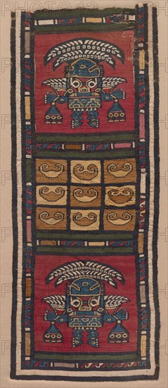 Tapestry Fragment, 700-1370s. Peru, North Coast, Lambayeque (Sicán) people. Camelid fiber and cotton, tapestry weave; overall: 40 x 17.2 cm (15 3/4 x 6 3/4 in.)