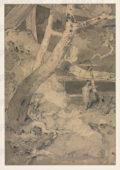 Traveler in a Woodland Landscape, 1806. John Sell Cotman (British, 1782-1842). Graphite and gray wash ; sheet: 30.3 x 21 cm (11 15/16 x 8 1/4 in.)